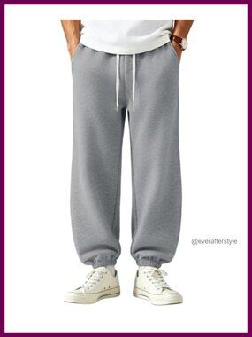 Men's Baggy Wide Leg Joggers Bootcut Cotton Sweatpants Harem Pants